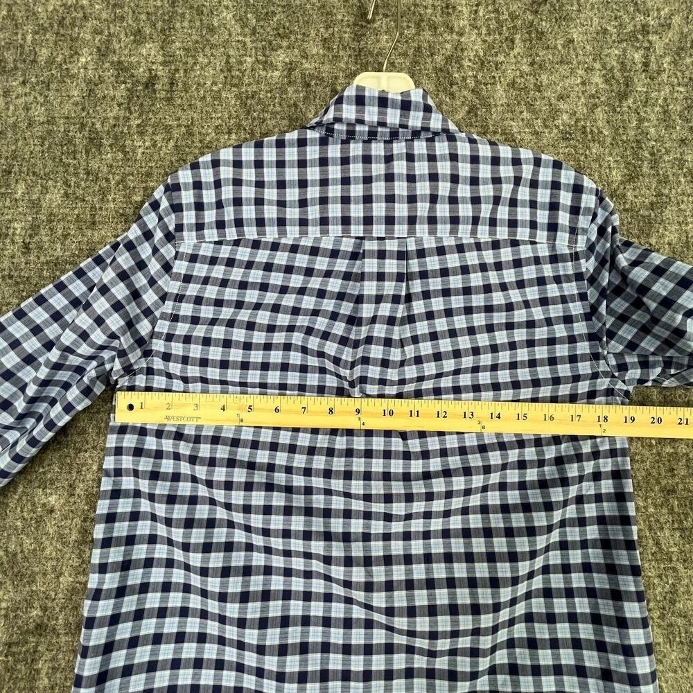 Ralph Lauren Boys Performance Dress Shirt L 14/16 Blue‎ Plaid Pony Formal School